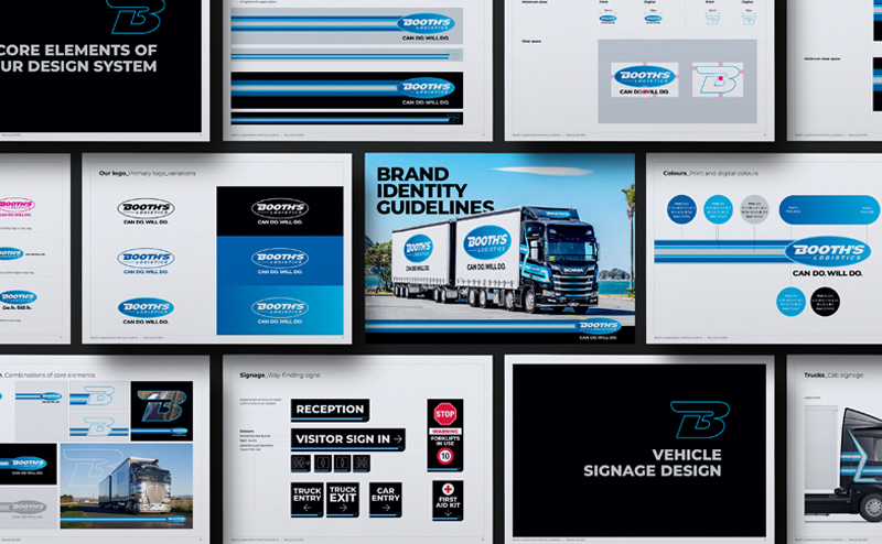 Image of individual pages of the Booths brand guidelines manual