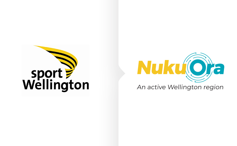 Image of previous Sport Wellington logo on left and new Nuku Ora logo on the right